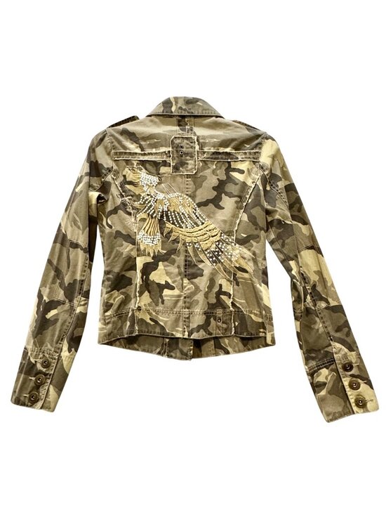River Island Jackets & Blazers - Military-Style River Island Trophy Jacket Epaulets Button-Up Tailored Camouflage